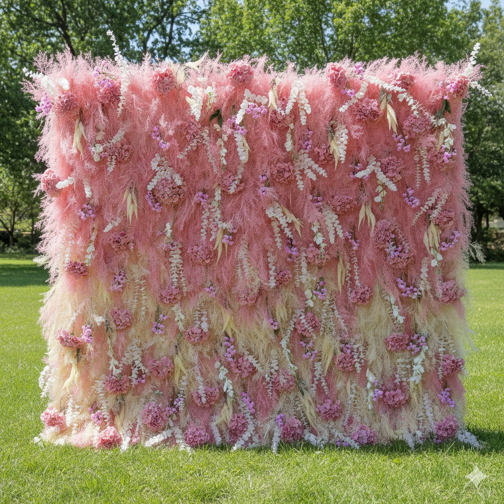 Valar Flowers Roll Up Fabric Artificial Flower Wall Wedding Backdrop, Floral Party Decor, Event Photography-VF-316