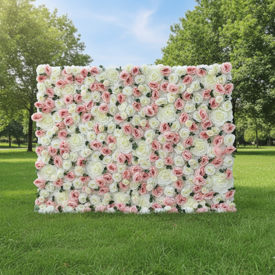 Valar Flowers Roll Up Fabric Artificial Flower Wall Wedding Backdrop, Decoración Floral para Fiestas, Fotografía de Eventos-VF-319