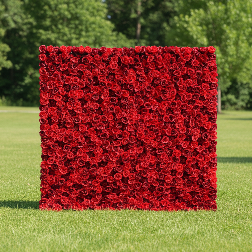 Valar Flowers Roll Up Fabric Artificial Flower Wall Wedding Backdrop, Floral Party Decor, Event Photography-VF-326