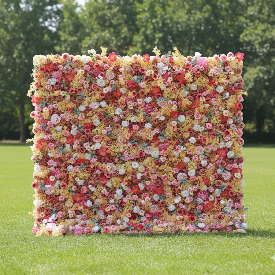Valar Flowers Roll Up Fabric Artificial Flower Wall Wedding Backdrop, Decoración Floral para Fiestas, Fotografía de Eventos-VF-329