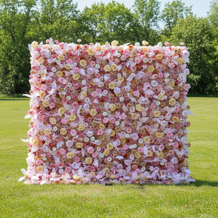 Valar Flowers Roll Up Fabric Artificial Flower Wall Wedding Backdrop, Decoración Floral para Fiestas, Fotografía de Eventos-VF-330