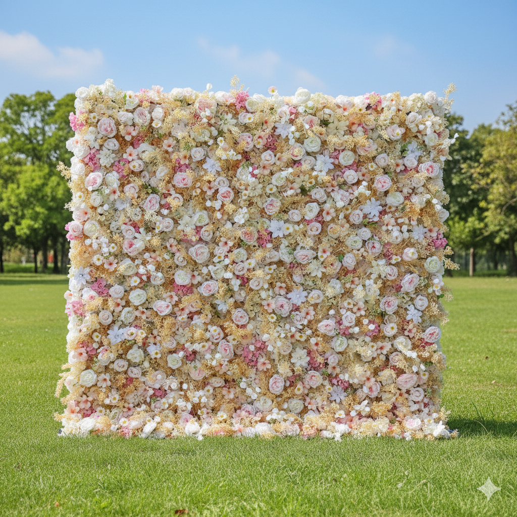 Valar Flowers Roll Up Fabric Artificial Flower Wall Wedding Backdrop, Decoración Floral para Fiestas, Fotografía de Eventos-VF-331