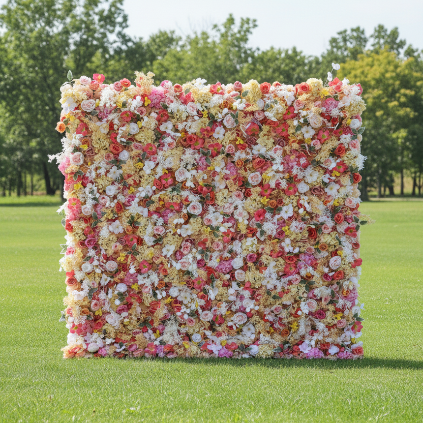 Valar Flowers Roll Up Fabric Artificial Flower Wall Wedding Backdrop, Decoración Floral para Fiestas, Fotografía de Eventos-VF-336