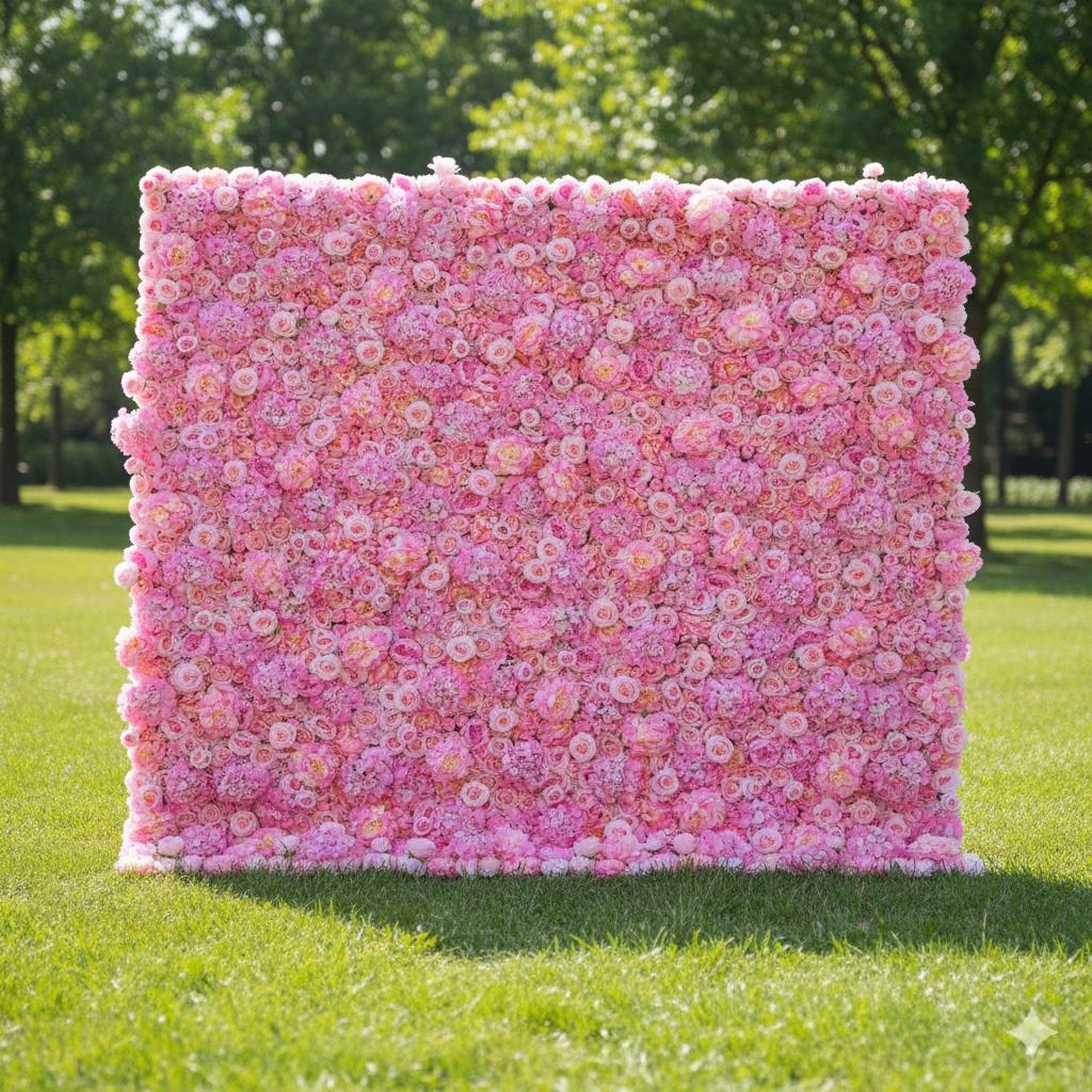 Valar Flowers Roll Up Fabric Artificial Flower Wall Wedding Backdrop, Floral Party Decor, Event Photography-VF-337