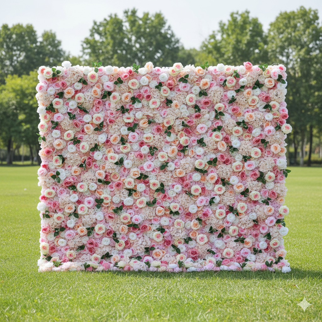 Fleurs Valar retrousser tissu fleur artificielle mur toile de fond de mariage, décor de fête florale, photographie d'événement-VF-349 