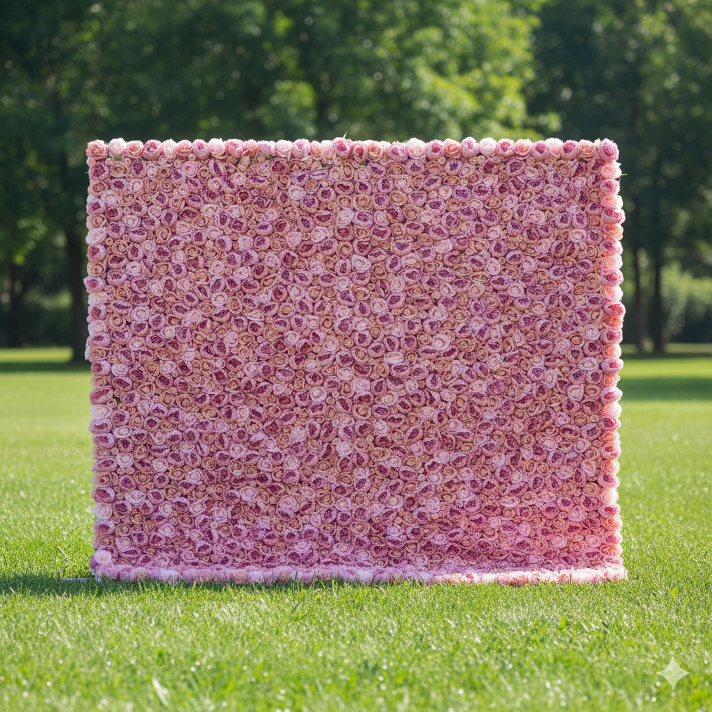 Mur de fleurs artificielles Valar VF-355 | Toile de fond en tissu enroulable pour mariages