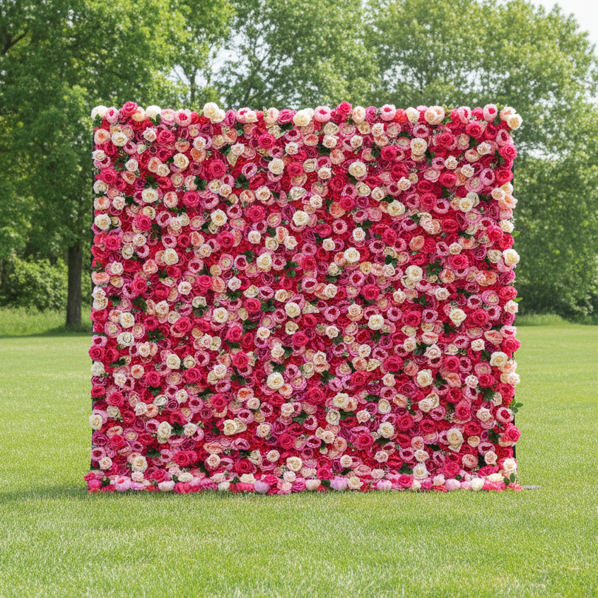 Fleurs Valar retrousser tissu fleur artificielle mur toile de fond de mariage, décor de fête florale, photographie d'événement-VF-357 