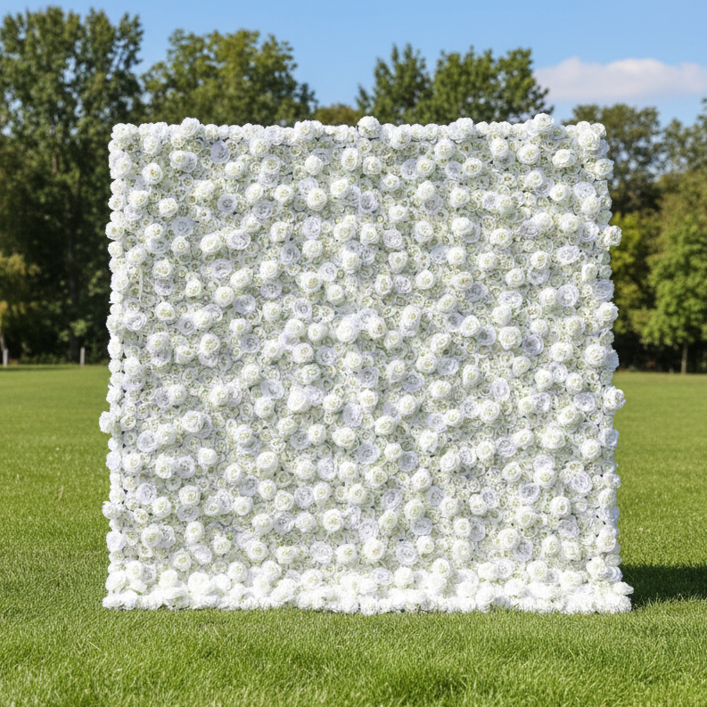 Valar Flowers Roll Up Fabric Artificial Flower Wall Wedding Backdrop, Floral Party Decor, Event Photography-VF-361