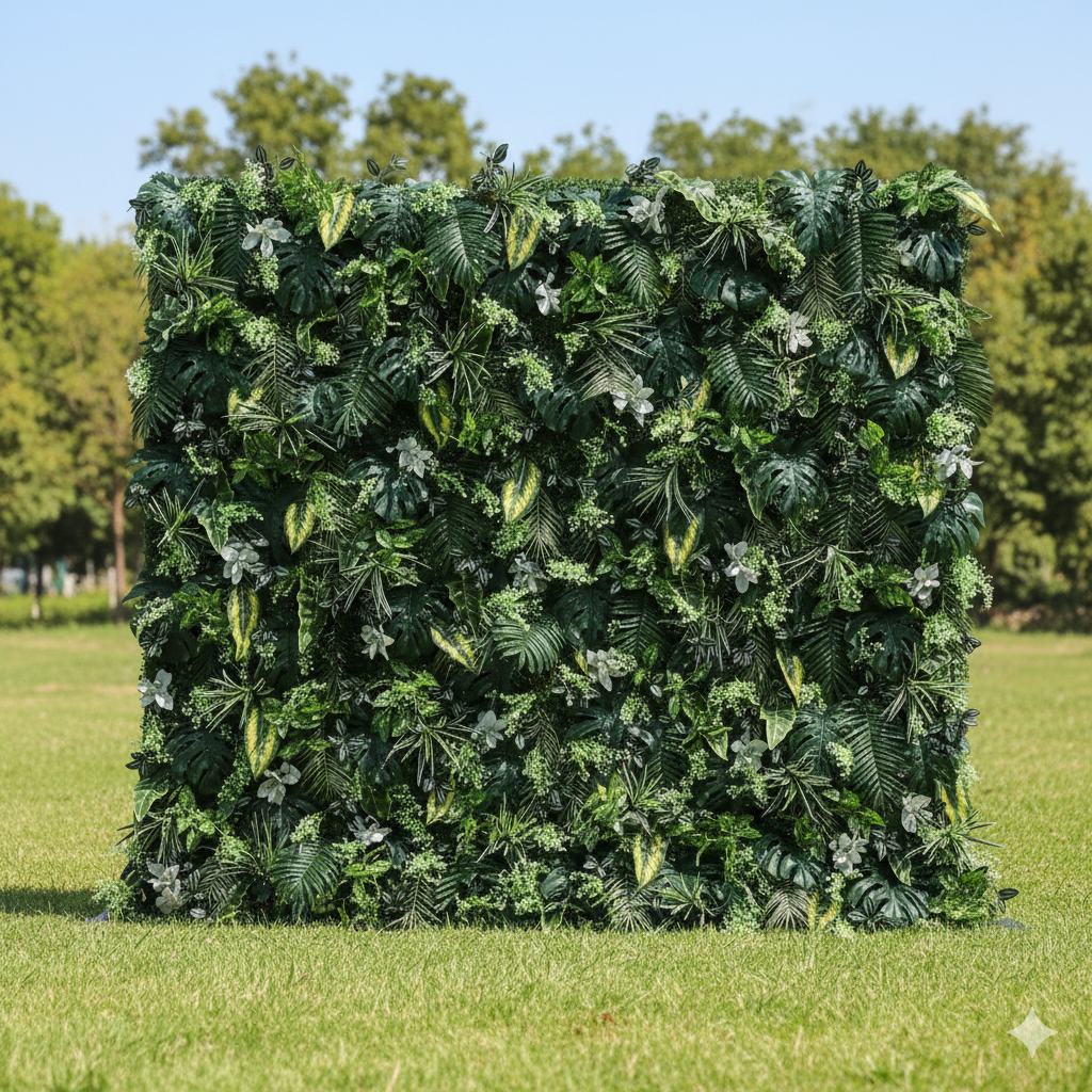 Valar Fleurs Roll Up Tissu Artificiel Vert Oasis 3D Fleur Mur Mariage Toile de fond, Décor de fête florale, Photographie d’événement-VF-363 