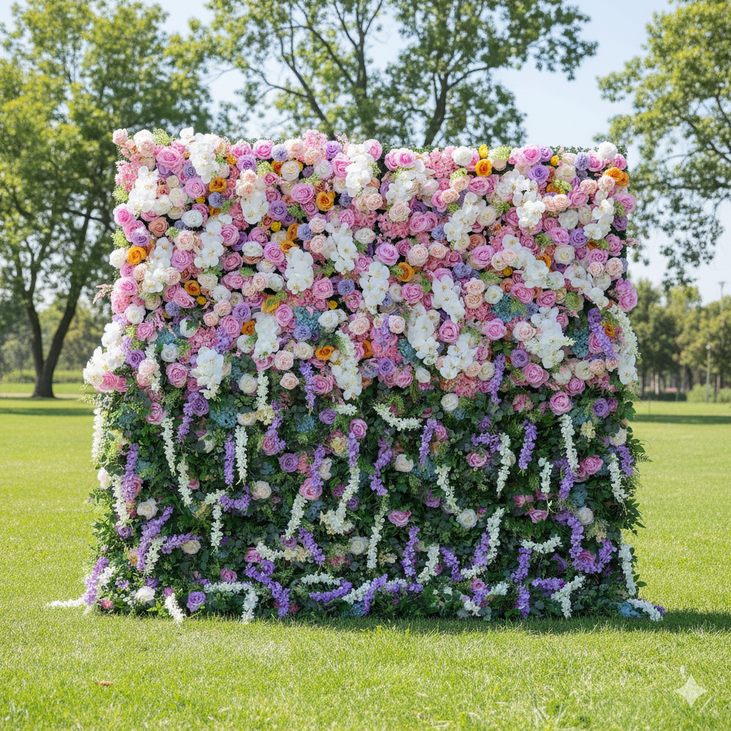 Valar Flowers Roll Up Fabric Artificial Flower Wall Wedding Backdrop, Decoración Floral para Fiestas, Fotografía de Eventos-VF-380