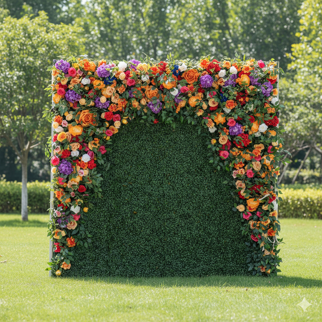 Valar Flower Roll Up Fabric Artificial Flower Wall Wedding Backdrop, Floral Party Decor, Event Photography-VF-392