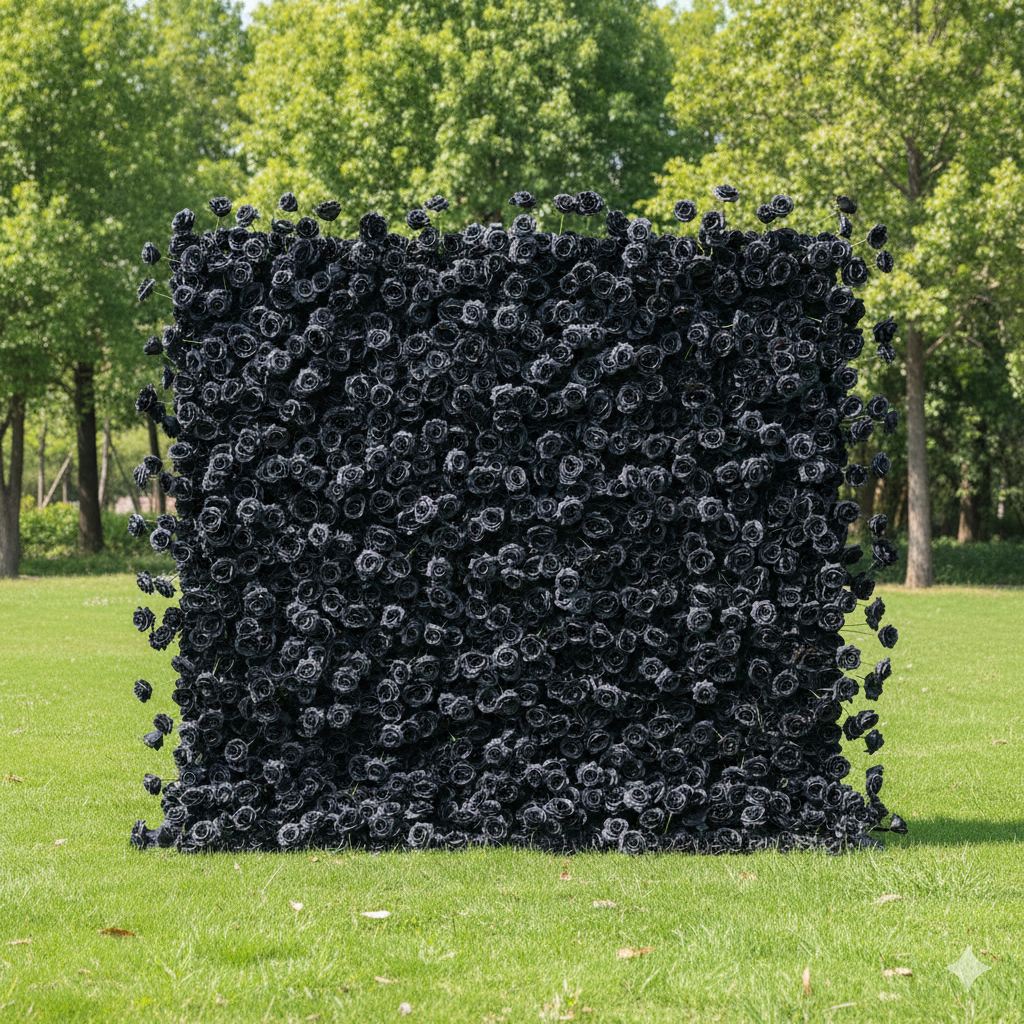 Valar Flower Mysterious Black Rose 5D Flower Wall – Bold and Dramatic Backdrop for Unique Events VF-404-3