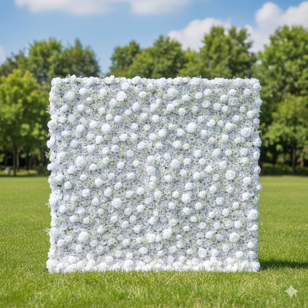 Valar Flower Pure White Rose 5D Flower Wall – Elegance for Weddings & Special Occasions VF-417