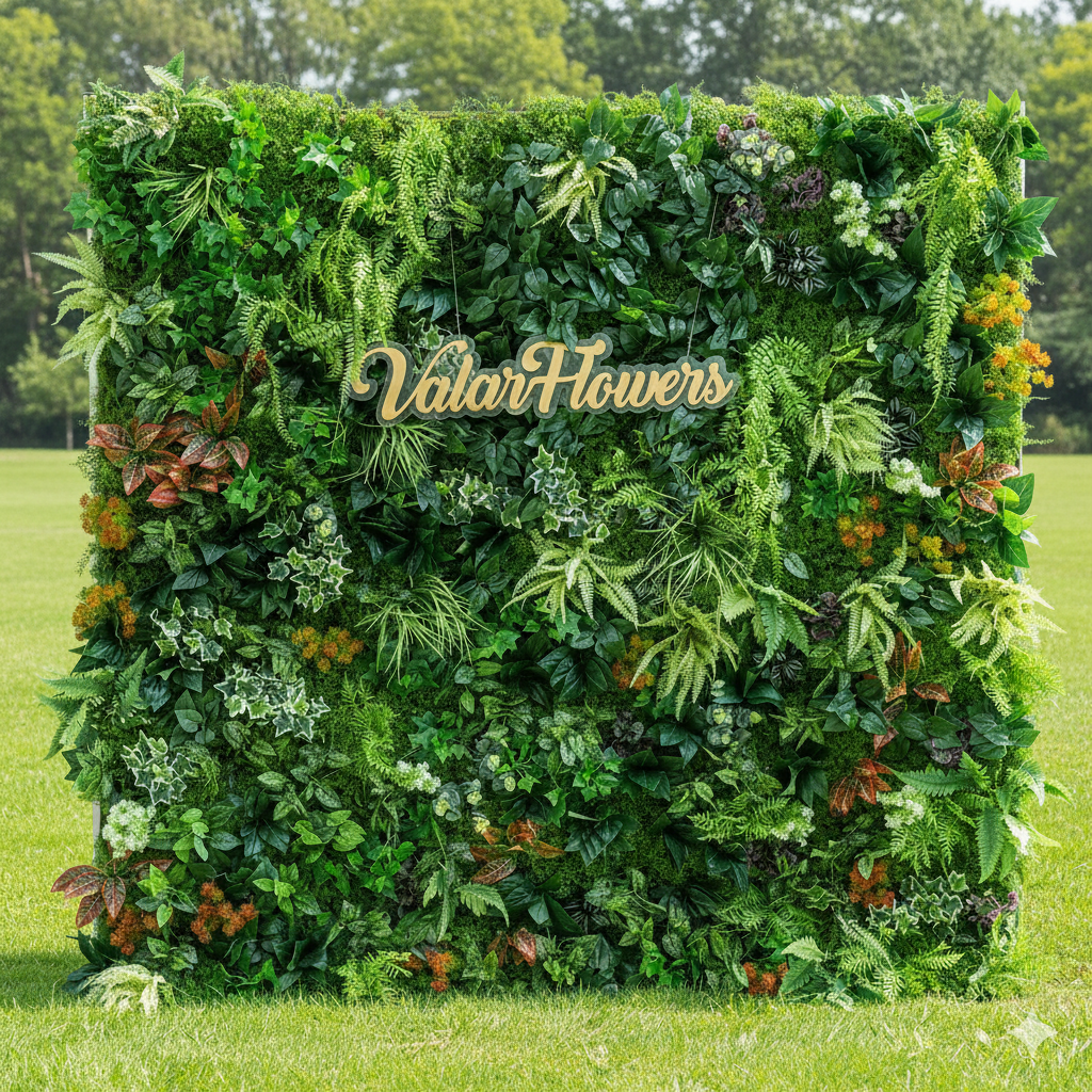Valar Flower Roll Up Fabric Artificial Vivid Green Grass Wall Wedding Backdrop, Floral Party Decor, Event Photography-VF-426