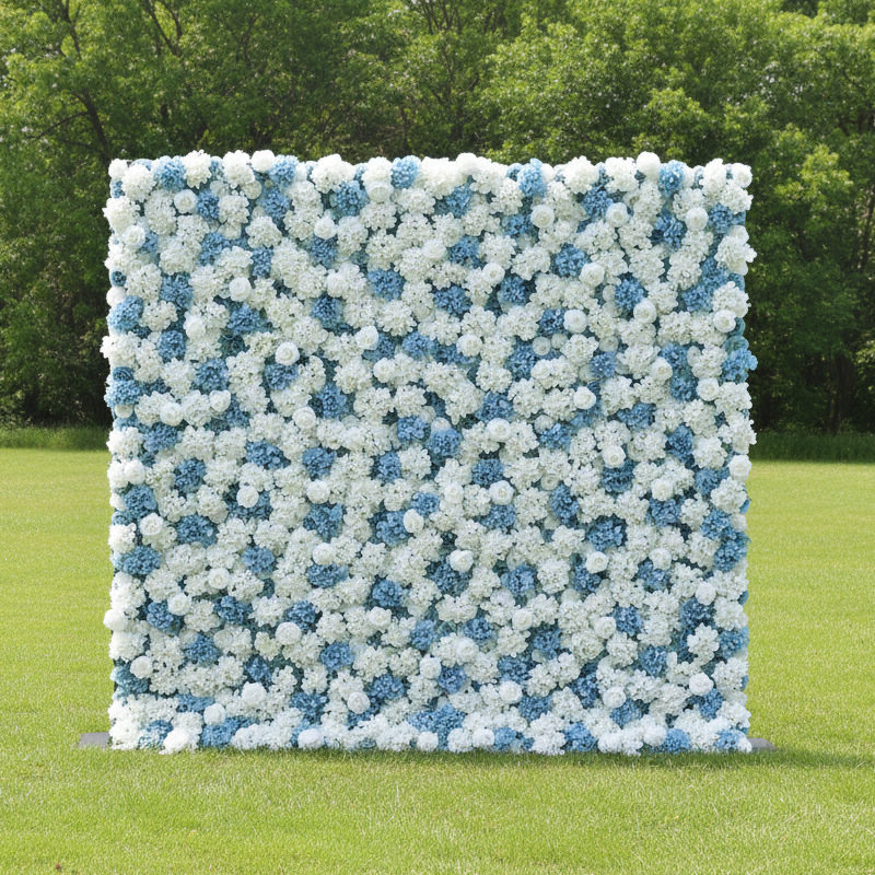 ValarFlower Blue & White Floral Extravaganza Wall: A Serene, Elegant Masterpiece for Timeless Celebrations VF-555