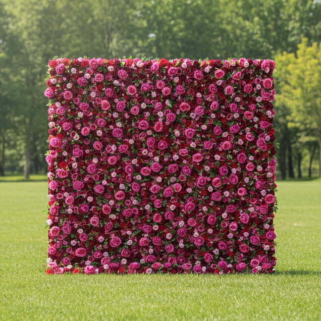 Valar Flowers Roll Up Fabric Artificial Flower Wall Wedding Backdrop, Floral Party Decor, Event Photography-VF-030