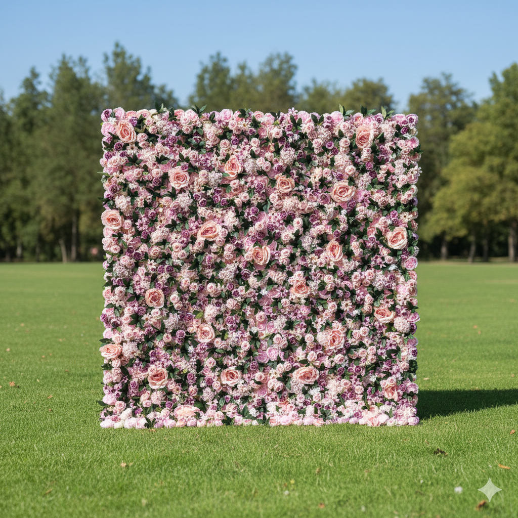 Valar Flowers Roll Up Fabric Artificial Flower Wall Wedding Backdrop, Floral Party Decor, Event Photography-VF-028-2