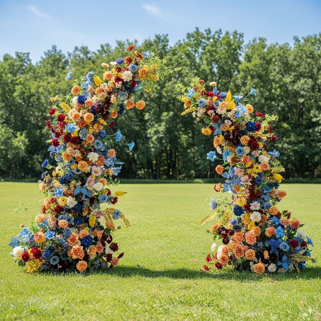 Eleganter Blumenbogen in Mondform für die Hochzeitszeremonie – Künstlicher Blumenbogen für Hochzeiten, Veranstaltungen und besondere Anlässe