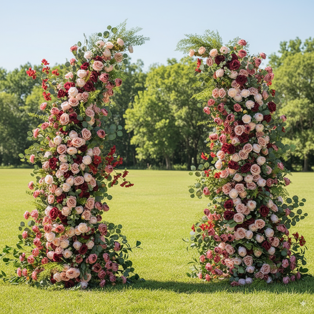 Eleganter Blumenbogen in Mondform für die Hochzeitszeremonie – Künstlicher Blumenbogen für Hochzeiten, Veranstaltungen und besondere Anlässe