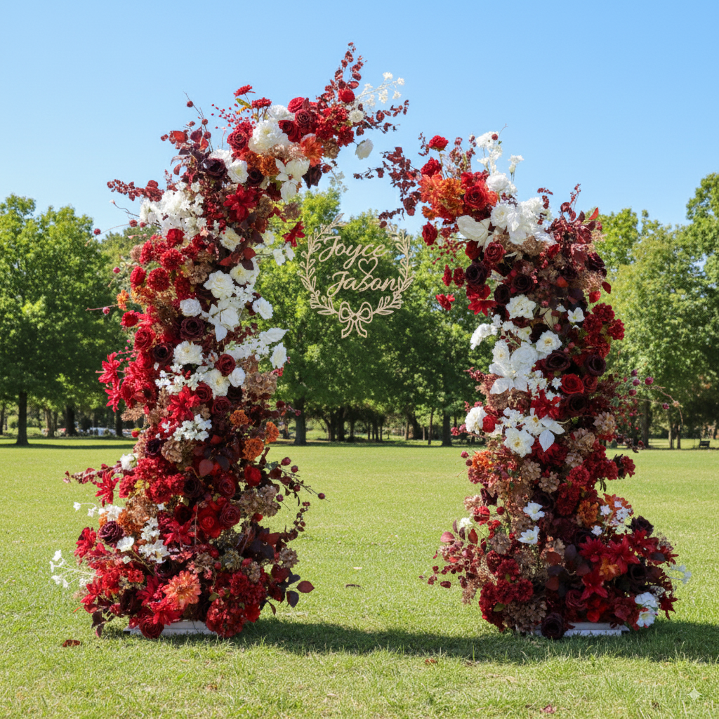 Eleganter Blumenbogen in Mondform für die Hochzeitszeremonie – Künstlicher Blumenbogen für Hochzeiten, Veranstaltungen und besondere Anlässe
