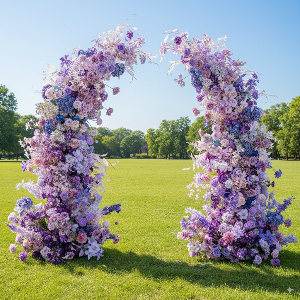Eleganter Blumenbogen in Mondform für die Hochzeitszeremonie – Künstlicher Blumenbogen für Hochzeiten, Veranstaltungen und besondere Anlässe