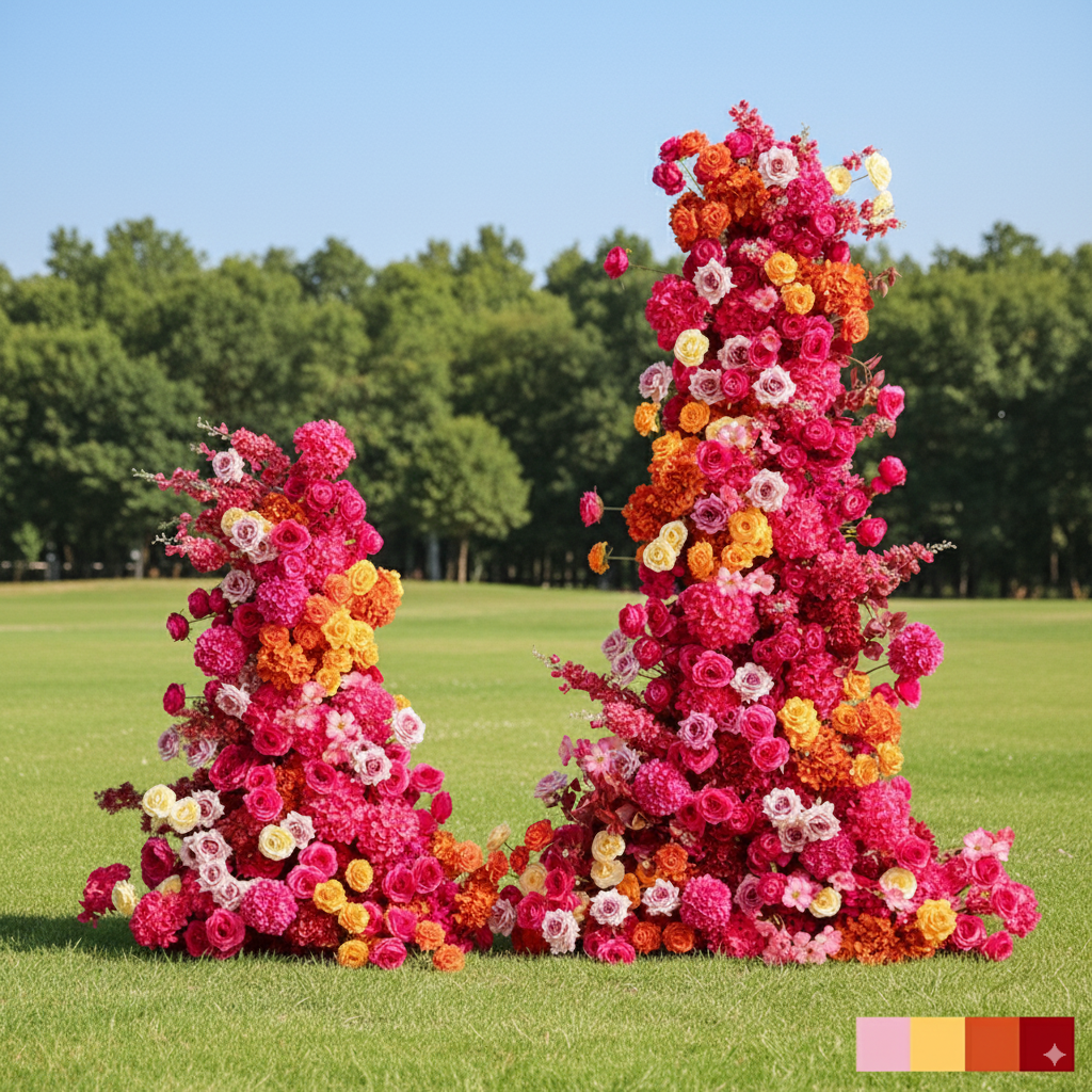 Arche florale élégante en forme de lune pour cérémonie de mariage - Arche de fleurs artificielles pour mariages, événements et occasions spéciales