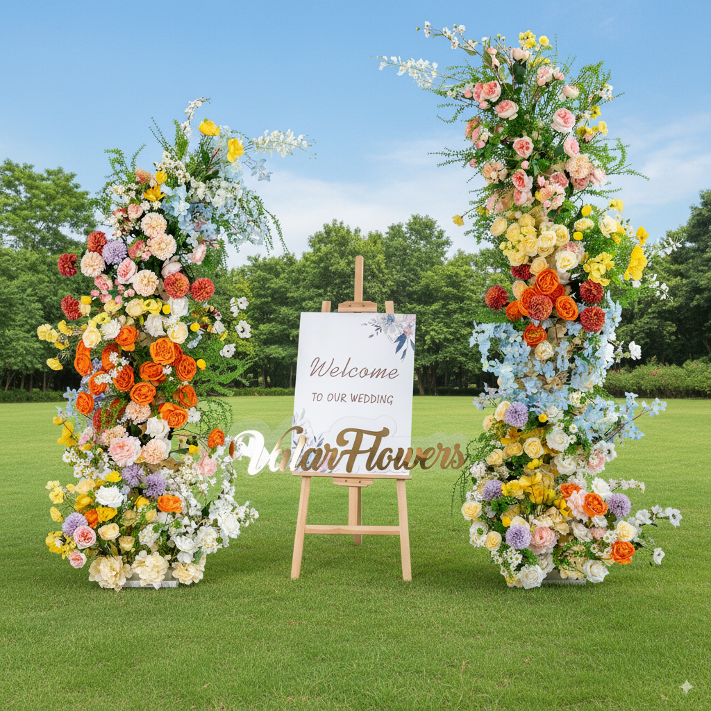 Eleganter Blumenbogen in Mondform für die Hochzeitszeremonie – Künstlicher Blumenbogen für Hochzeiten, Veranstaltungen und besondere Anlässe