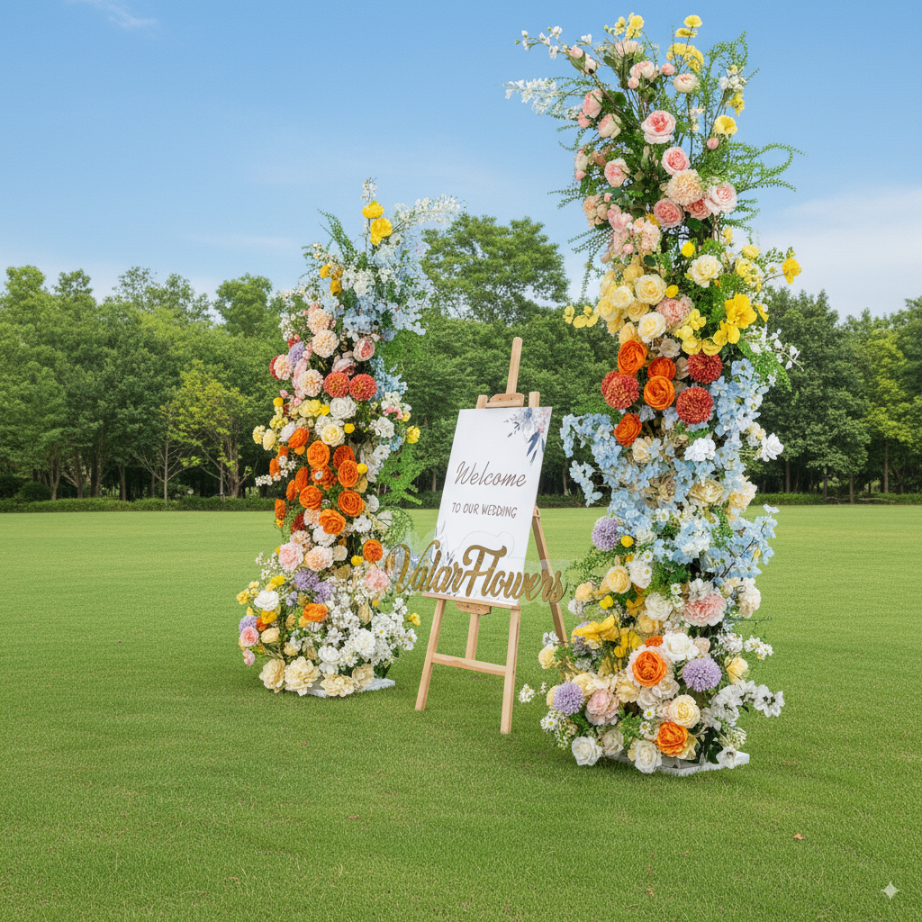 Eleganter Blumenbogen in Mondform für die Hochzeitszeremonie – Künstlicher Blumenbogen für Hochzeiten, Veranstaltungen und besondere Anlässe