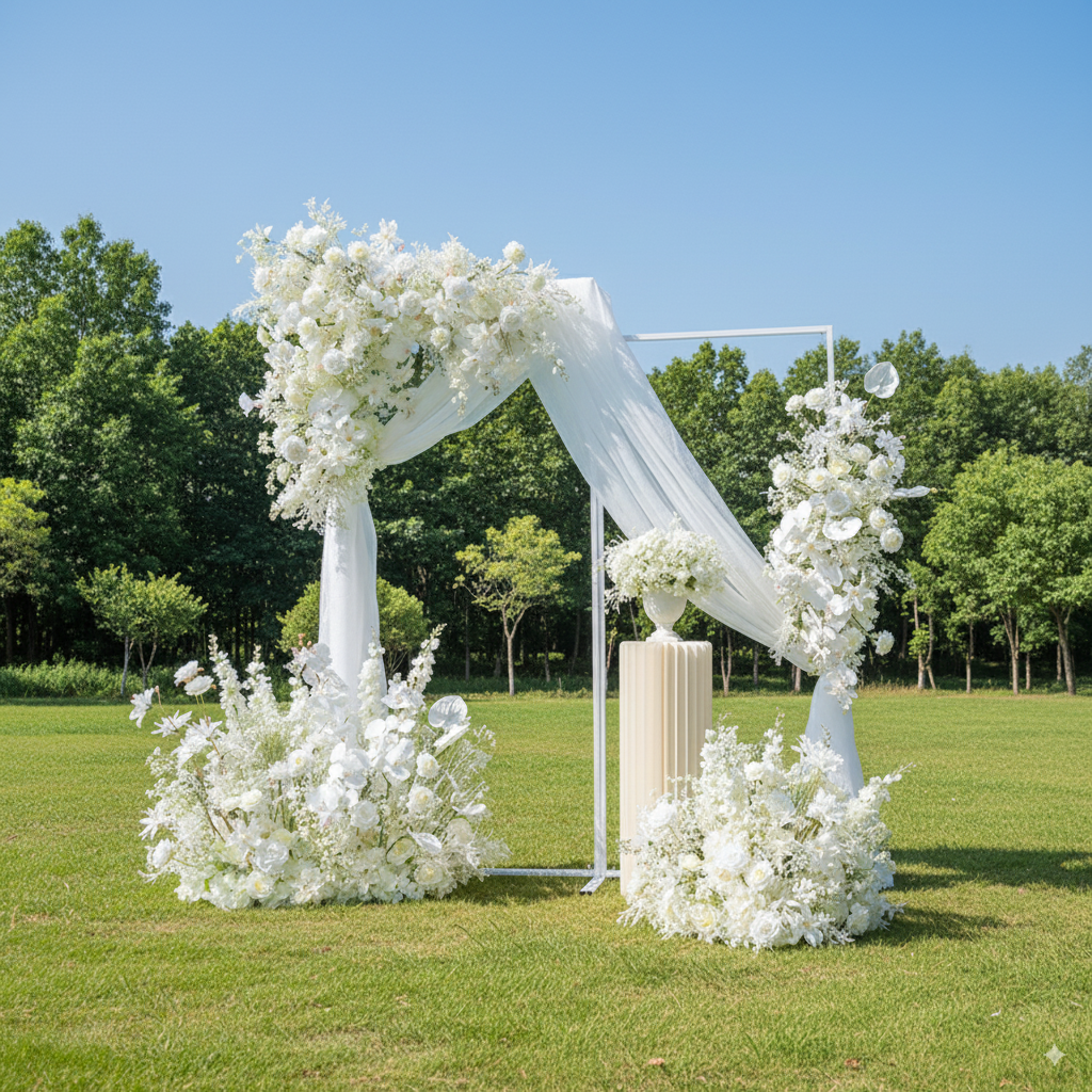 Timeless White Artificial Flower Collection – Elegant Wedding Backdrop & Welcome Area Decoration FA-248