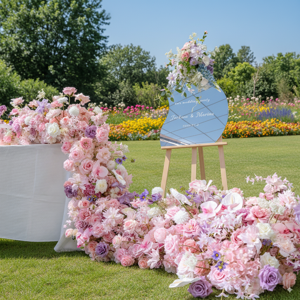 Elegant Pink and Lavender Floral Wedding Decor, Artificial Flower Arrangement, Reception Table Runner FA-219