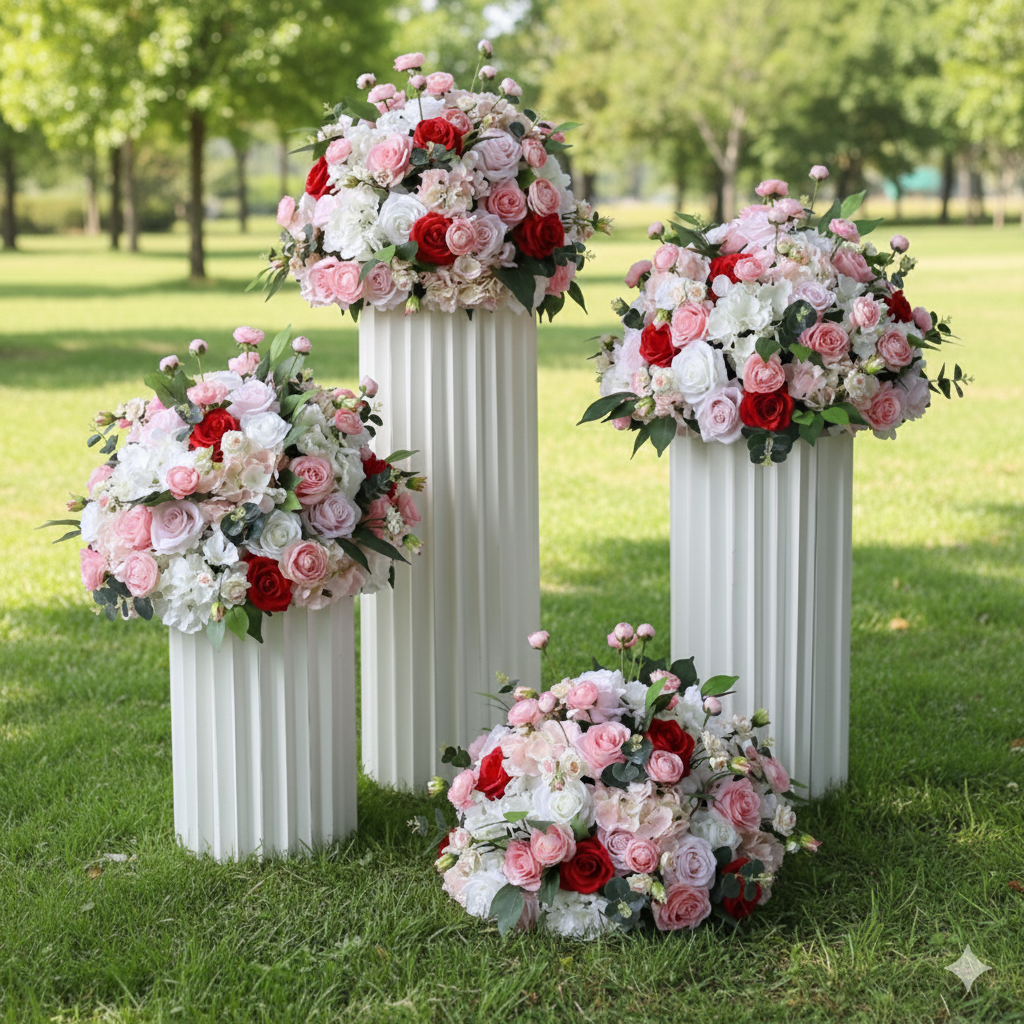 Decoración Floral de Boda Bola de Flores Artificiales Elegante Arreglo de Flores Falsas para Pasillo de Boda, Ceremonia, Banquete y Decoración de Eventos FA-228