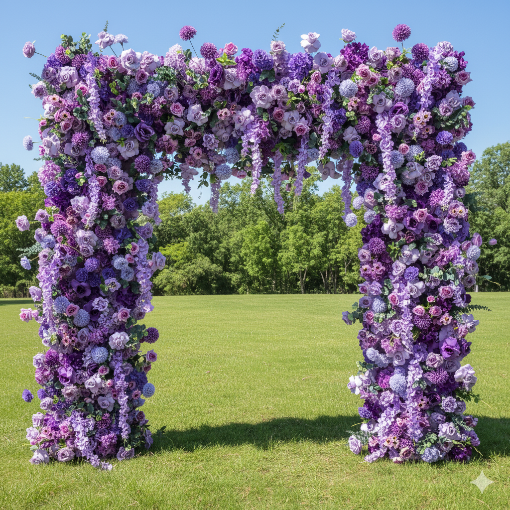Valar Lavender Elegance – A Lavish Display of Purple Blooms in an Artificial Fabric Flower Arch Decor VA-354