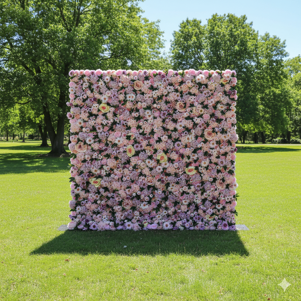 Valar Flowers Roll Up Fabric Artificial Flower Wall Wedding Backdrop, Floral Party Decor, Event Photography-VF-028