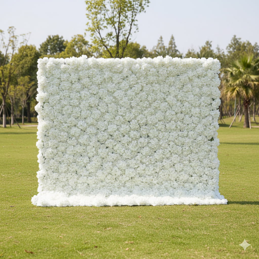 Valar Flowers Roll Up Tissu Artificiel Citron Vert et Blanc Fleur Mur Toile de fond de mariage, Décor de fête florale, Photographie d’événement-VF-063 