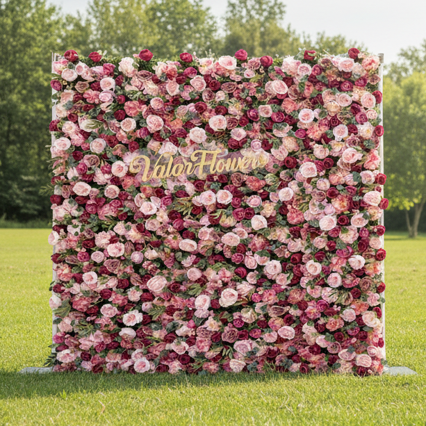 Valar Fleurs enroulables en tissu artificiel mélangé de baies de vin et de glycine violet bouquet de fleurs mur de mariage toile de fond, décoration de fête florale, photographie d'événement-VF-068 