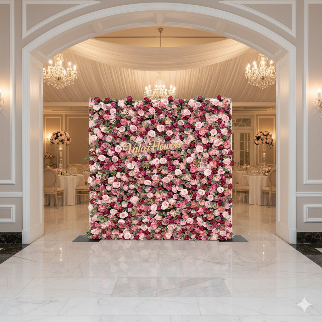 Valar Fleurs enroulables en tissu artificiel mélangé de baies de vin et de glycine violet bouquet de fleurs mur de mariage toile de fond, décoration de fête florale, photographie d'événement-VF-068 