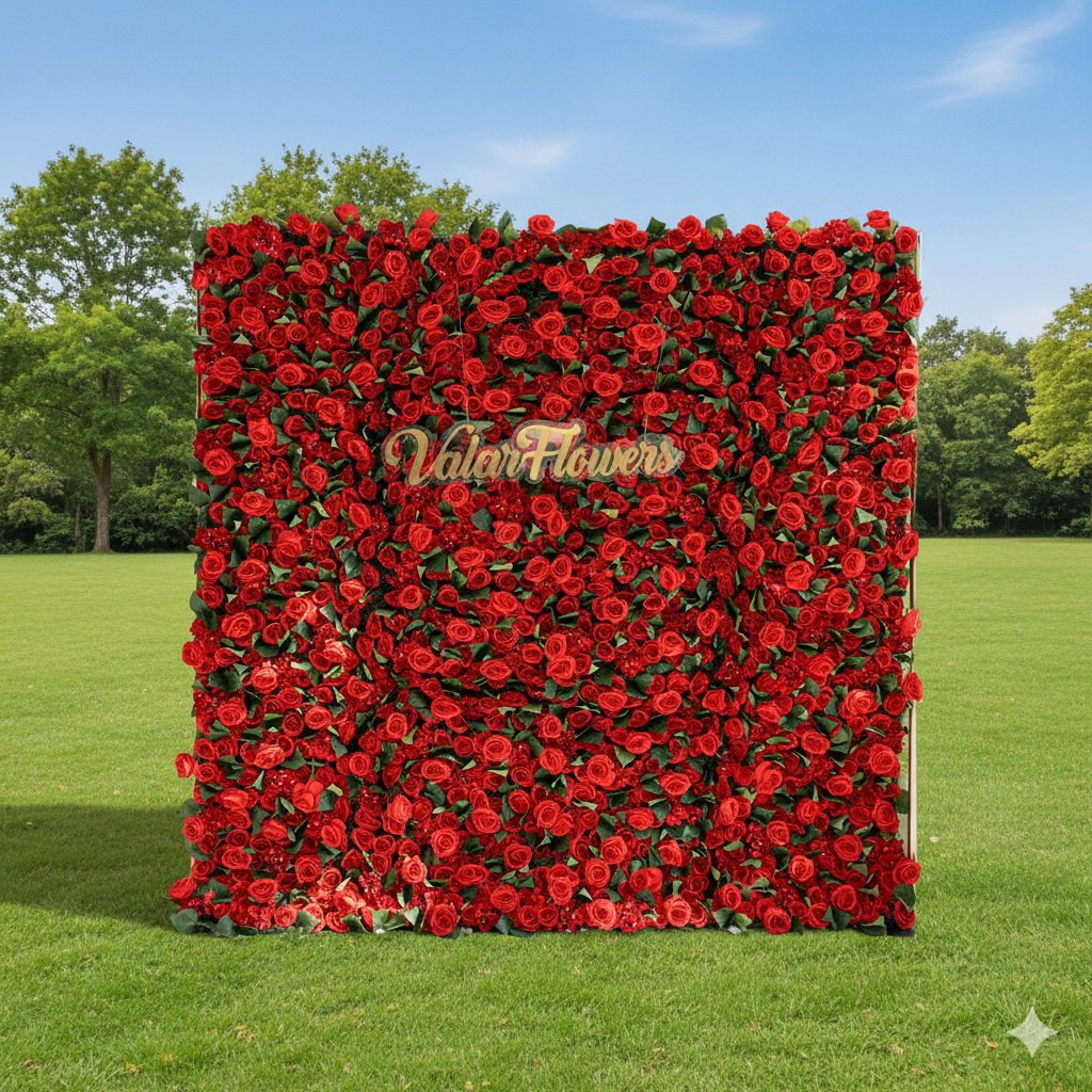 Valar Flowers Roll Up Fabric Artificial Flower Wall Wedding Backdrop, Floral Party Decor, Event Photography-VF-105