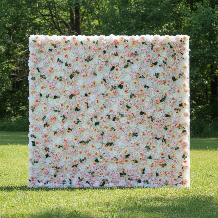 Valar Flowers Roll Up Fabric Artificial Flower Wall Wedding Backdrop, Floral Party Decor, Event Photography-VF-109