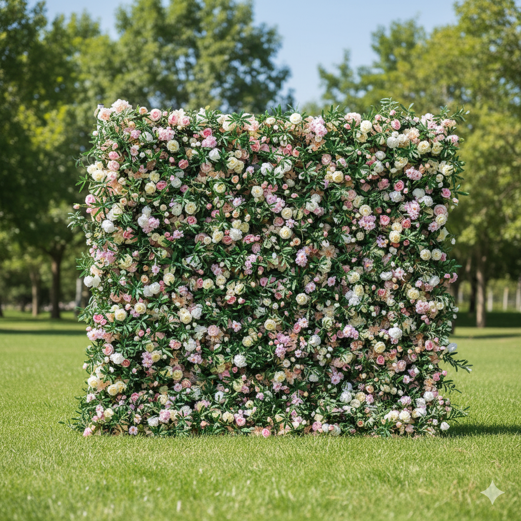 Valar Flowers Roll Up Fabric Artificial Flower Wall Wedding Backdrop, Floral Party Decor, Event Photography-VF-119