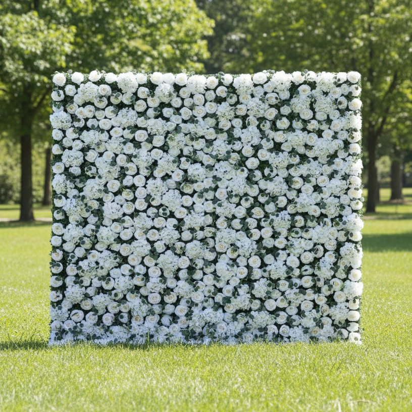 Valar Flowers Roll Up Fabric Artificial Flower Wall Wedding Backdrop, Floral Party Decor, Event Photography-VF-123