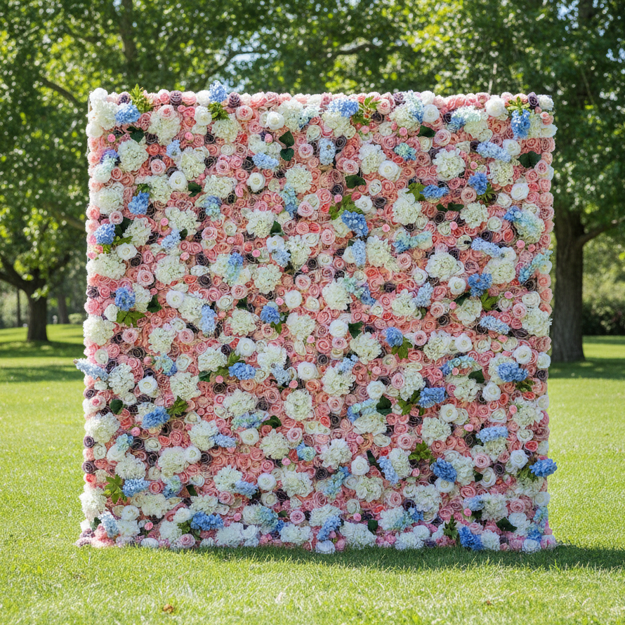 Valar Flowers Roll Up Fabric Artificial Flower Wall Wedding Backdrop, Floral Party Decor, Event Photography-VF-128
