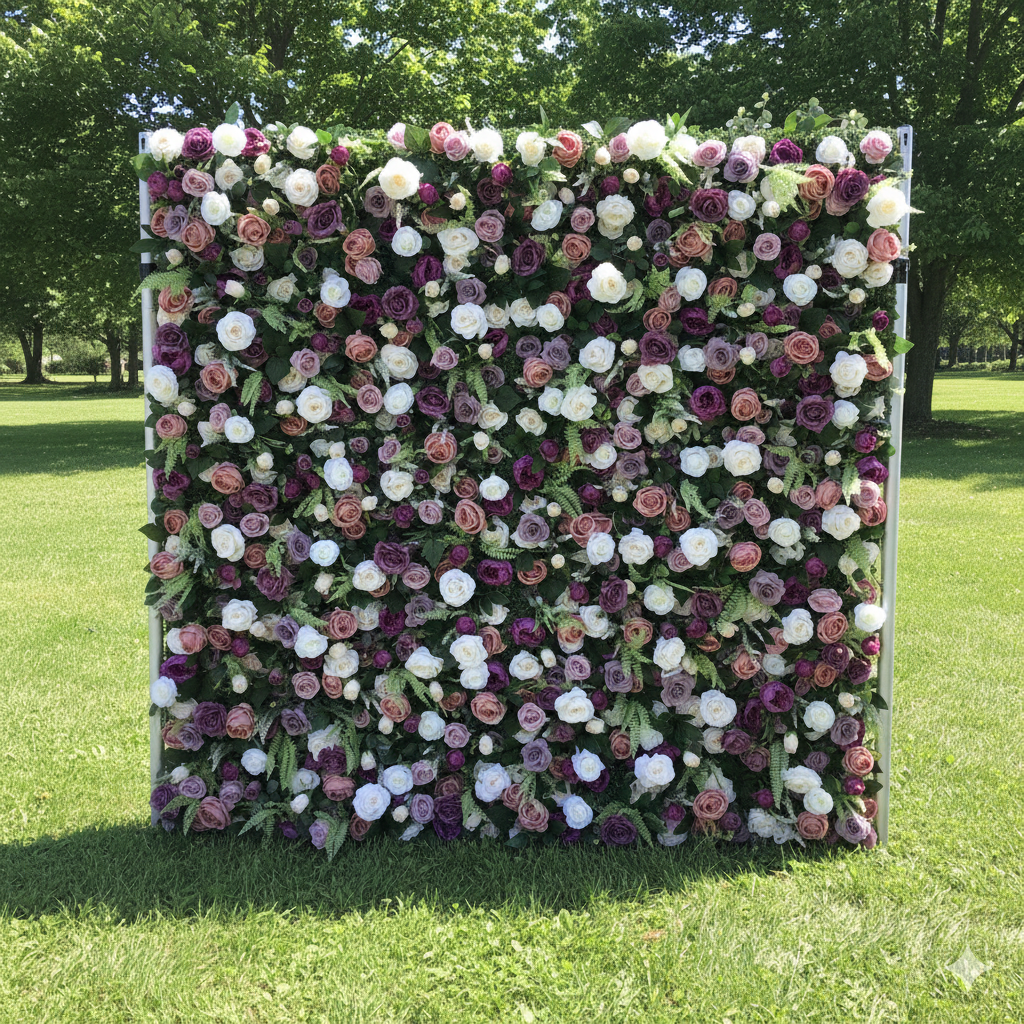 Gorgeous Roll Up Fabric Artificial 3D Magenta & Pink Artificial Flower Wall - Perfect for Forest Weddings, Events, and Home Decor-VF-154