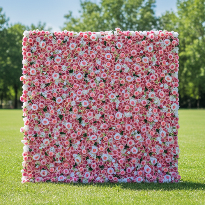 Valar Flowers Presents: The Timeless Artificial Fabric Flower Wall – A Radiant Display of Rosy Elegance-VF-207