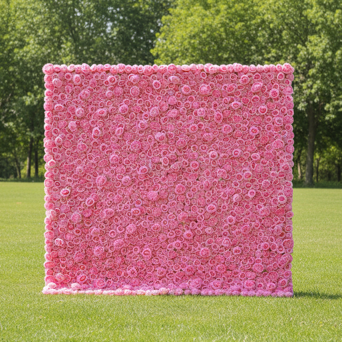 Valar Flowers Roll Up Fabric Artificial Elegant Pink Floral Wall: The Quintessential Spa Decor for Tranquil Ambience-VF-217