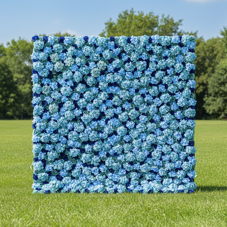 Valar Flowers Presents: Azure Blossom – A Captivating Array of Turquoise and Deep Blue Florals – The Perfect Wall for Oceanic Themes, Nautical Events & Tranquil Interior Spaces-VF-223