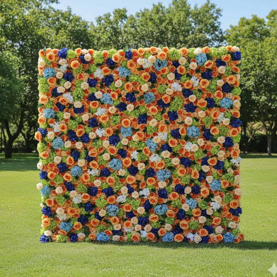 Valar Flowers Roll Up Artificial Flower Wall Backdrop: Vibrant Medley - From Colorful Celebrations to Calming Retreats-VF-229