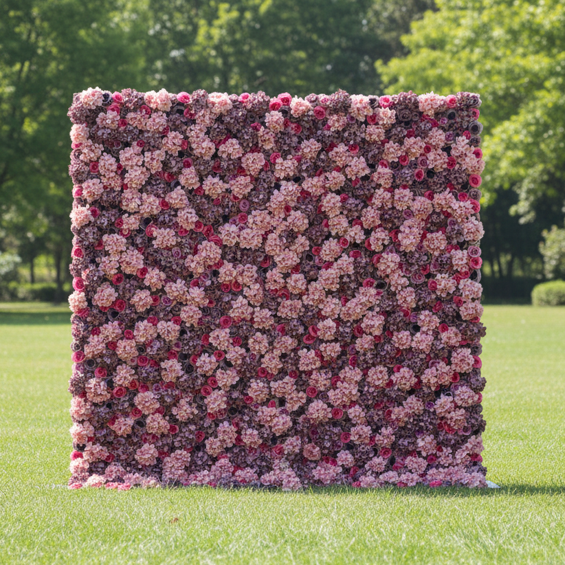 Valar Flowers Roll Up Artificial Flower Wall Backdrop: Rose Blush Ensemble - From Romantic Events to Tranquil Corners-VF-230