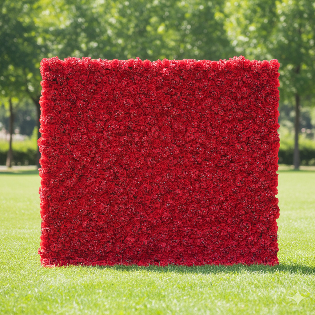 Valar Flowers Roll Up Artificial Flower Wall Backdrop: Radiant Red Rhapsody - From Passionate Gatherings to Intimate Affairs-VF-232