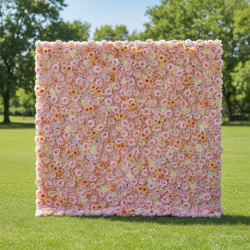 Valar Flowers Roll Up Artificial Flower Wall Backdrop: Pastel Perfection - A Whimsical Wonderland of Soft Hues and Gentle Beauty-VF-238