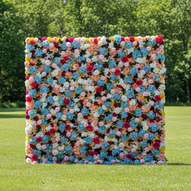 ValarFlower Artificial Floral Wall Backdrop: Espectro Floreciente - Una Sinfonía Vibrante de Colores-VF-243